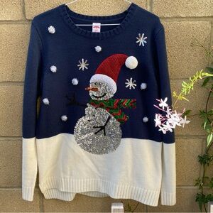 Holiday Time Christmas Sweater Size S/CH (4-6) Snowman Christmas Sweater
